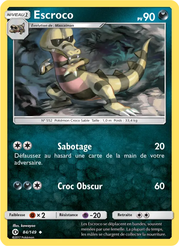 Escroco — Carte Pokémon 84 Soleil et Lune