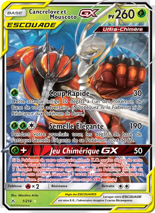 Cancrelove et Mouscoto GX — Carte Pokémon 1 Alliance Infaillible