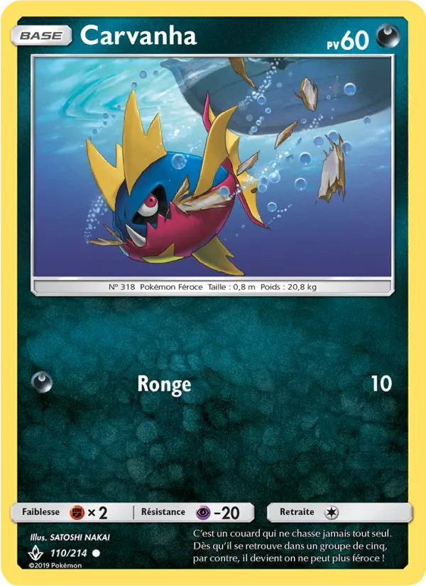 110/214 - Carvanha — Carte Pokémon Alliance Infaillible 110/214