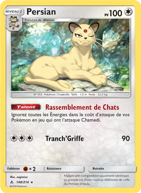 148/214 - Persian — Carte Pokémon Alliance Infaillible 148/214