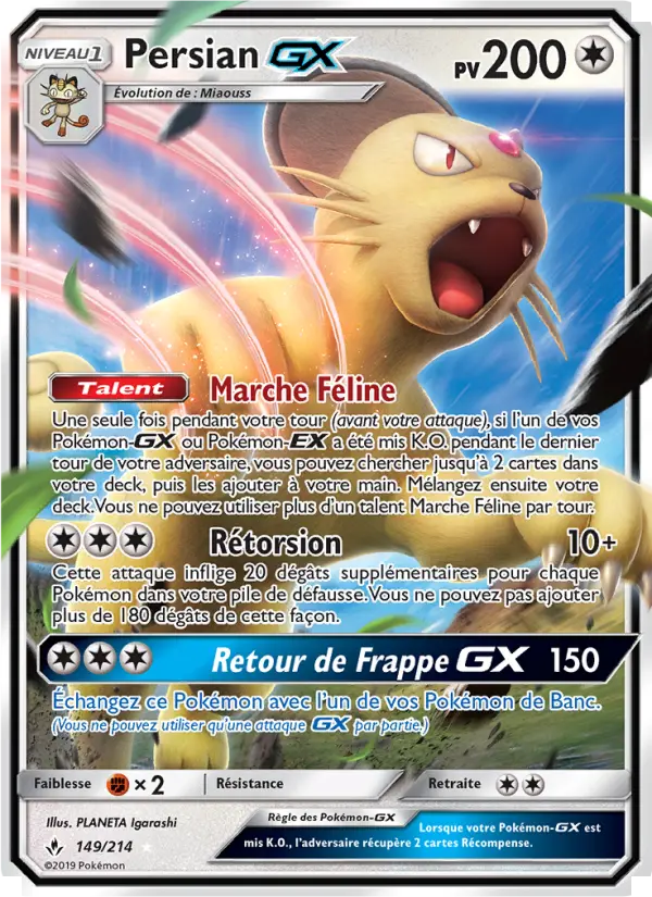 149/214 - Persian GX — Carte Pokémon Alliance Infaillible 149/214