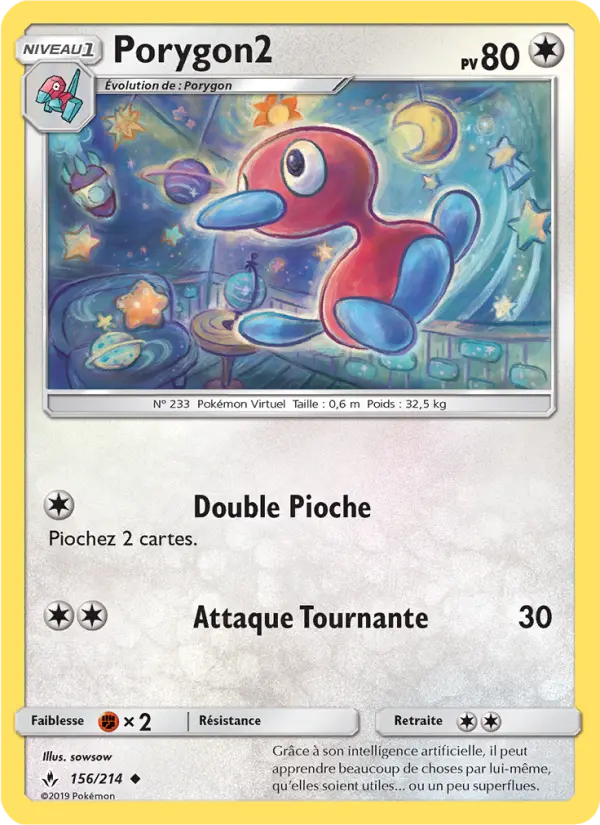 156/214 - Porygon2 — Carte Pokémon Alliance Infaillible 156/214
