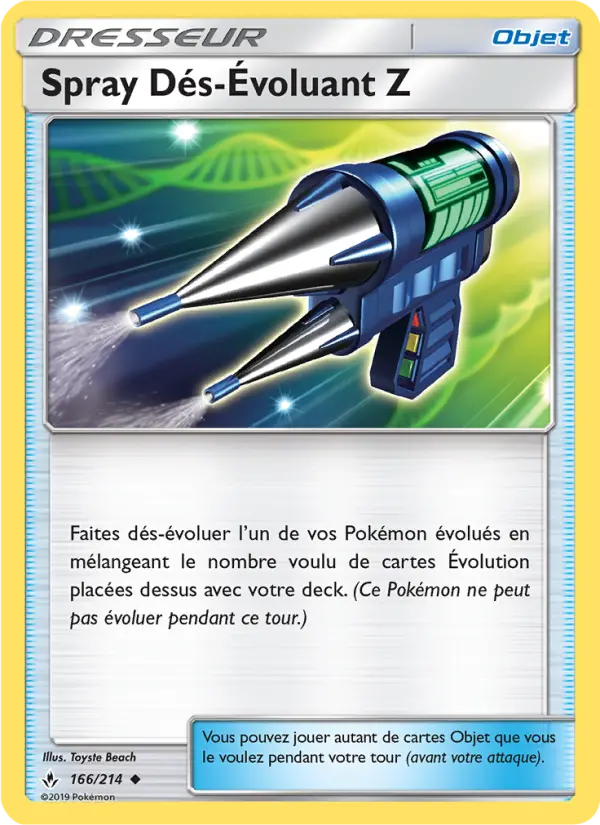 166/214 - Spray Dés-Évoluant Z — Carte Pokémon Alliance Infaillible 166/214