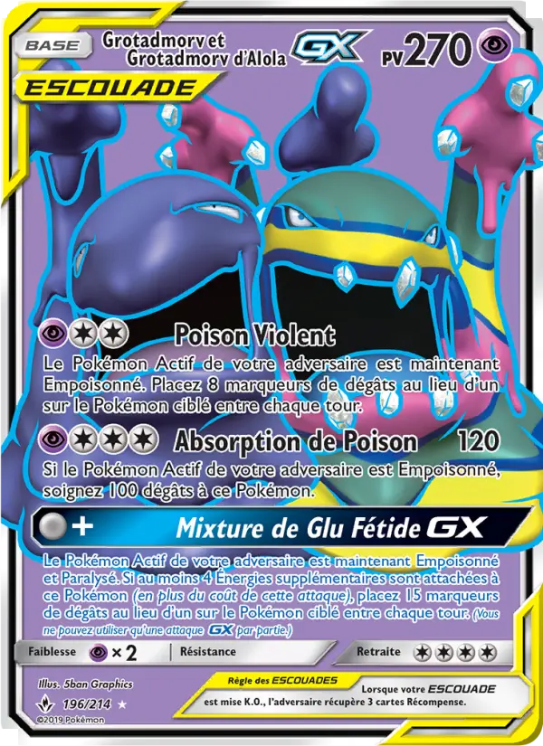 196/214 - Grotadmorv et Grotadmorv d’Alola GX — Carte Pokémon Alliance Infaillible 196/214