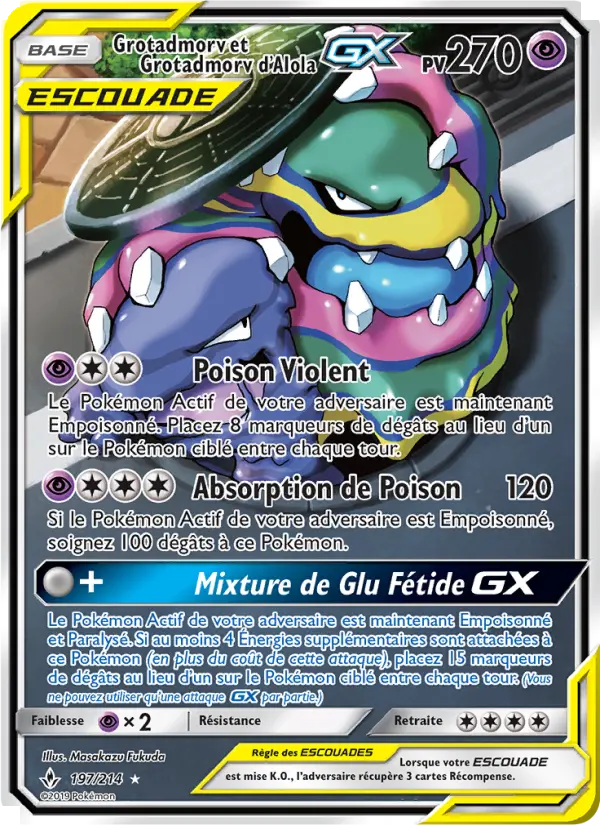 197/214 - Grotadmorv et Grotadmorv d’Alola GX — Carte Pokémon Alliance Infaillible 197/214
