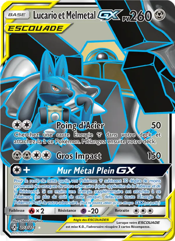 203/214 - Lucario et Melmetal GX — Carte Pokémon Alliance Infaillible 203/214