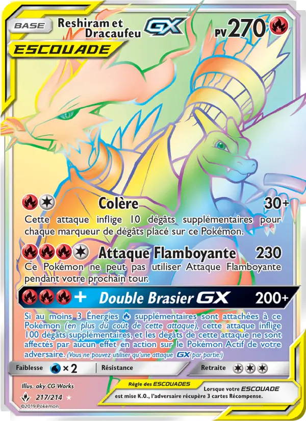 217/214 - Reshiram et Dracaufeu GX — Carte Pokémon Alliance Infaillible 217/214