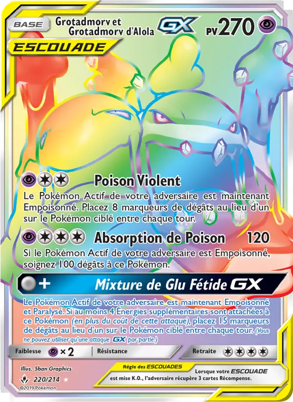 220/214 - Grotadmorv et Grotadmorv d’Alola GX — Carte Pokémon Alliance Infaillible 220/214