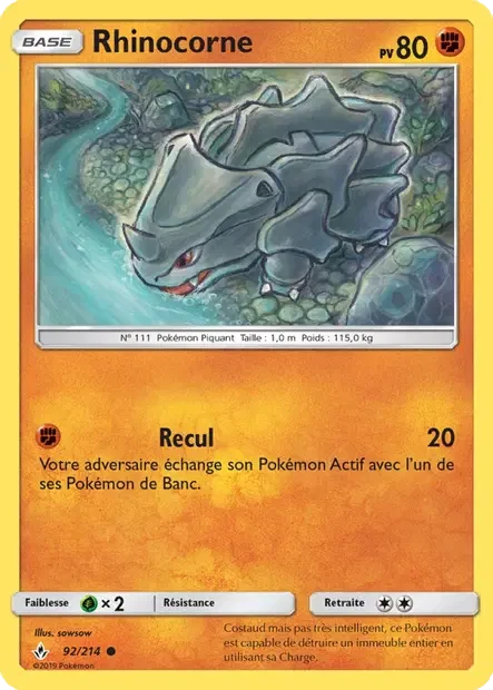 092/214 - Rhinocorne — Carte Pokémon Alliance Infaillible 92/214