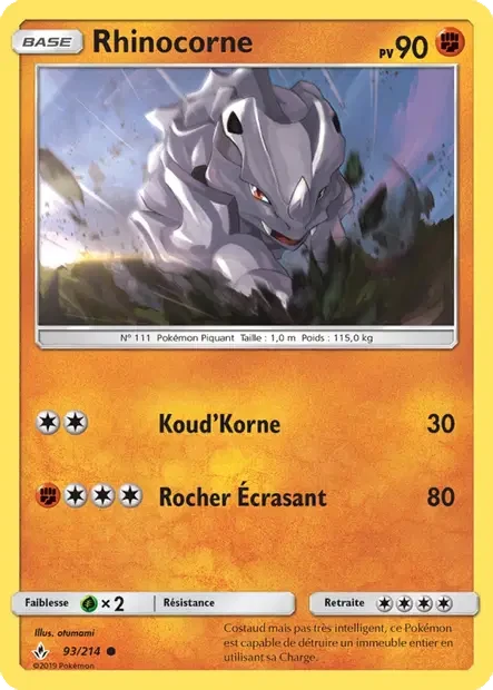 093/214 - Rhinocorne — Carte Pokémon Alliance Infaillible 93/214