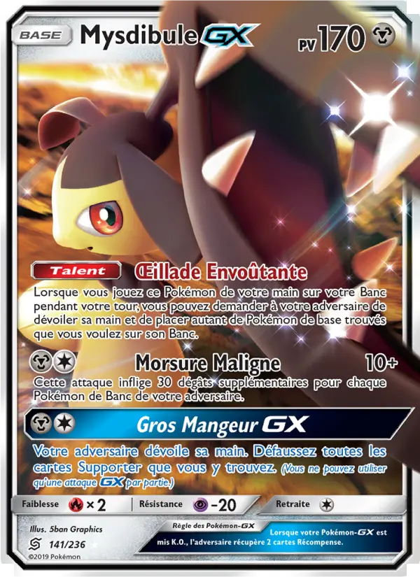 141/236 - Mysdibule GX — Carte Pokémon Harmonie des Esprits 141/236