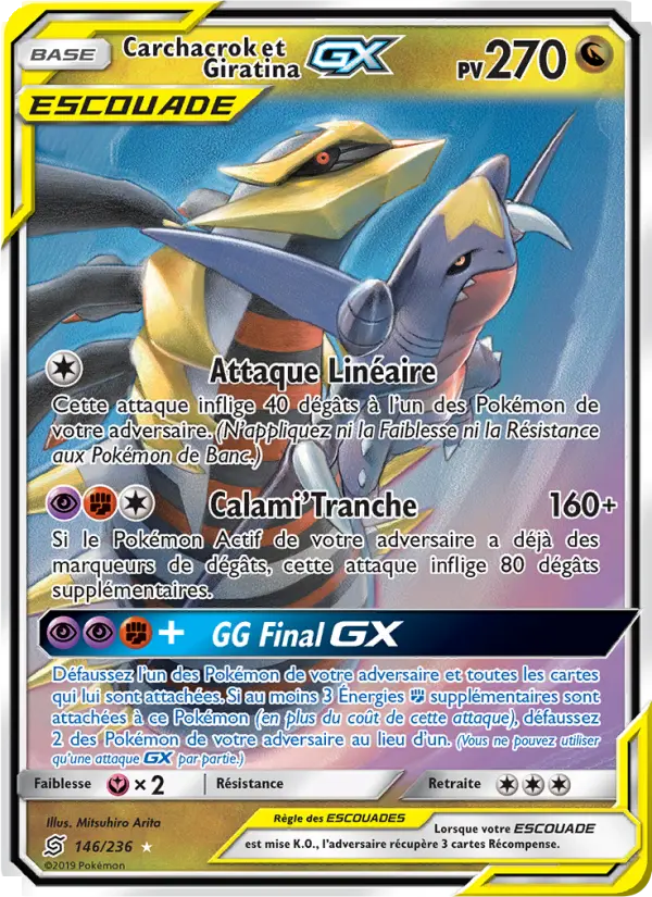 146/236 - Carchacrok et Giratina GX — Carte Pokémon Harmonie des Esprits 146/236