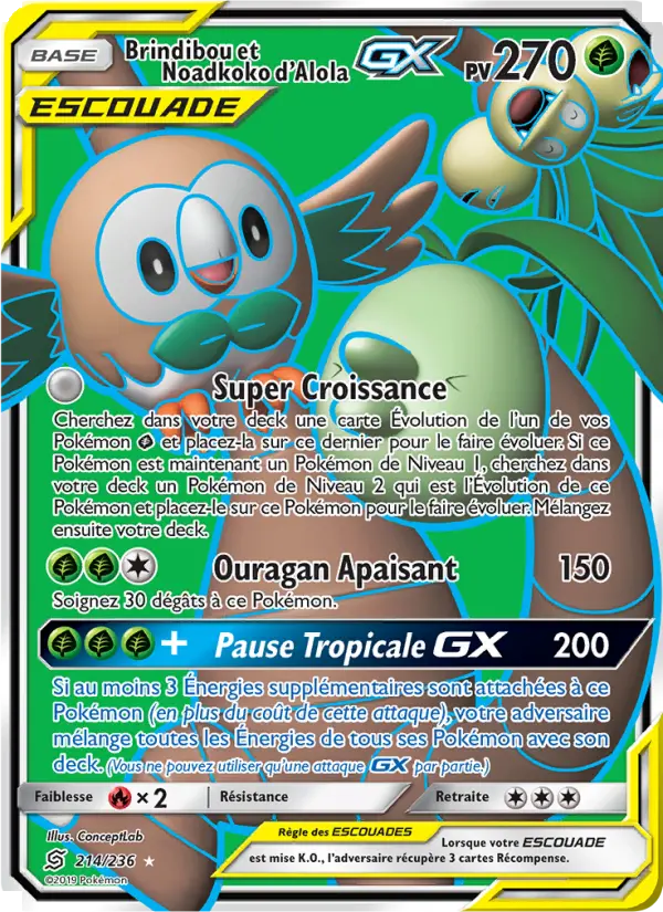214/236 - Brindibou et Noadkoko d’Alola GX — Carte Pokémon Harmonie des Esprits 214/236