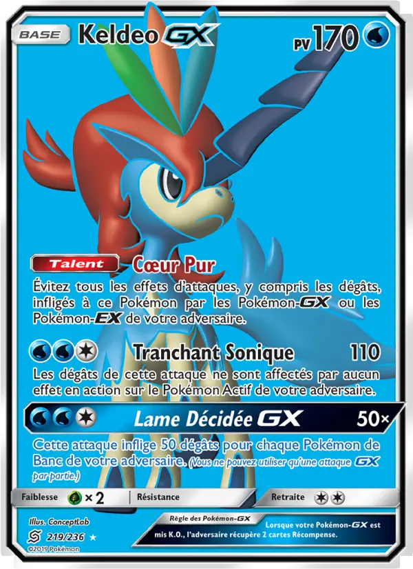 219/236 - Keldeo GX — Carte Pokémon Harmonie des Esprits 219/236