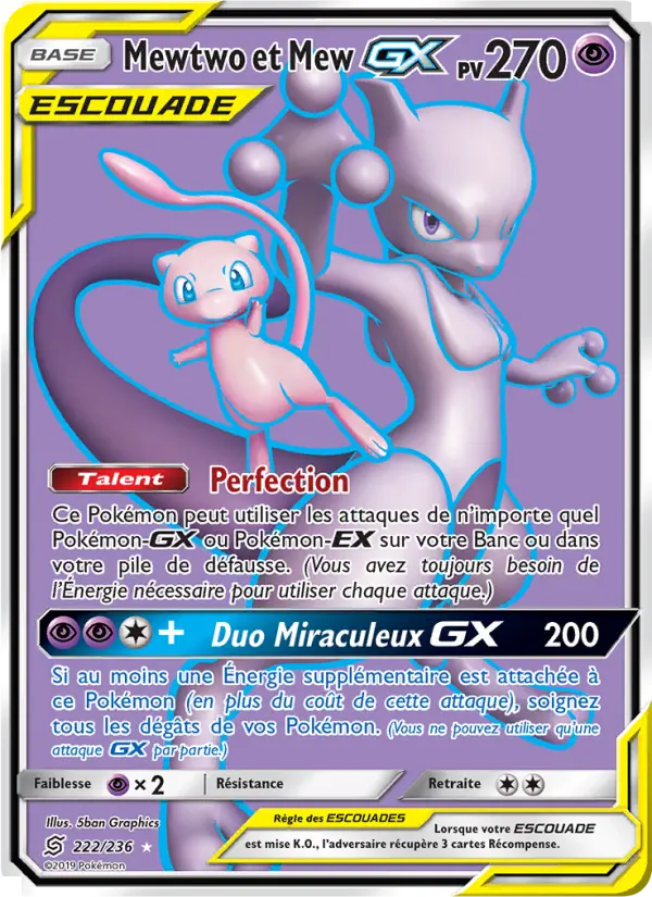 Mewtwo et Mew GX — Carte Pokémon 222 Harmonie des Esprits