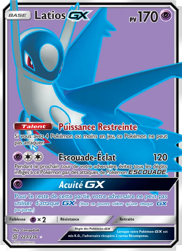 223/236 - Latios GX — Carte Pokémon Harmonie des Esprits 223/236
