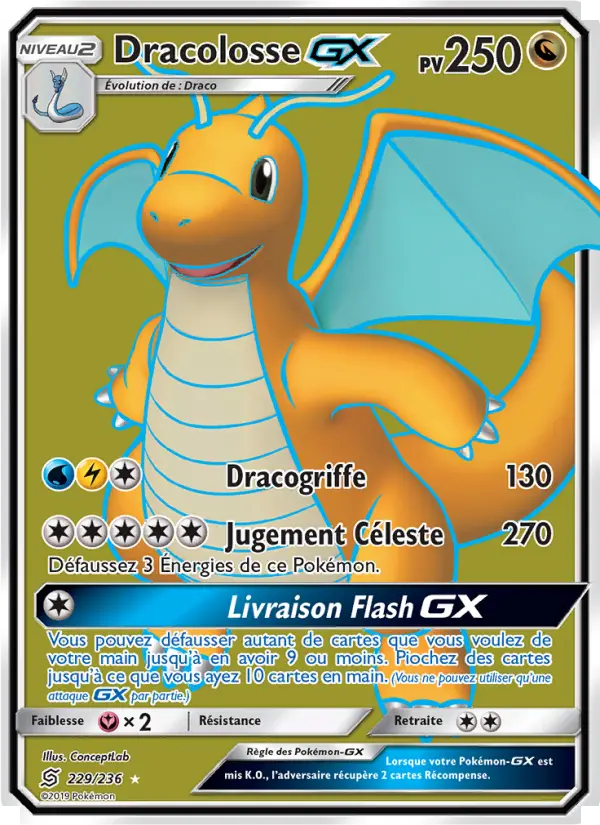 229/236 - Dracolosse GX — Carte Pokémon Harmonie des Esprits 229/236