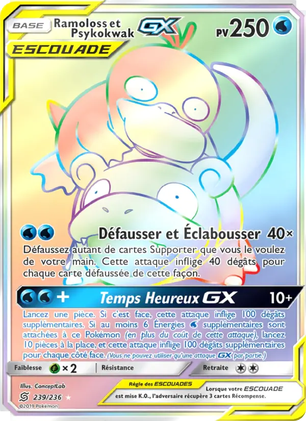239/236 - Ramoloss et Psykokwak GX — Carte Pokémon Harmonie des Esprits 239/236