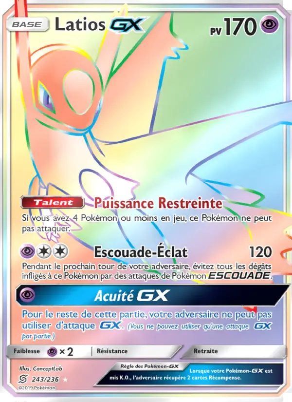 243/236 - Latios GX — Carte Pokémon Harmonie des Esprits 243/236
