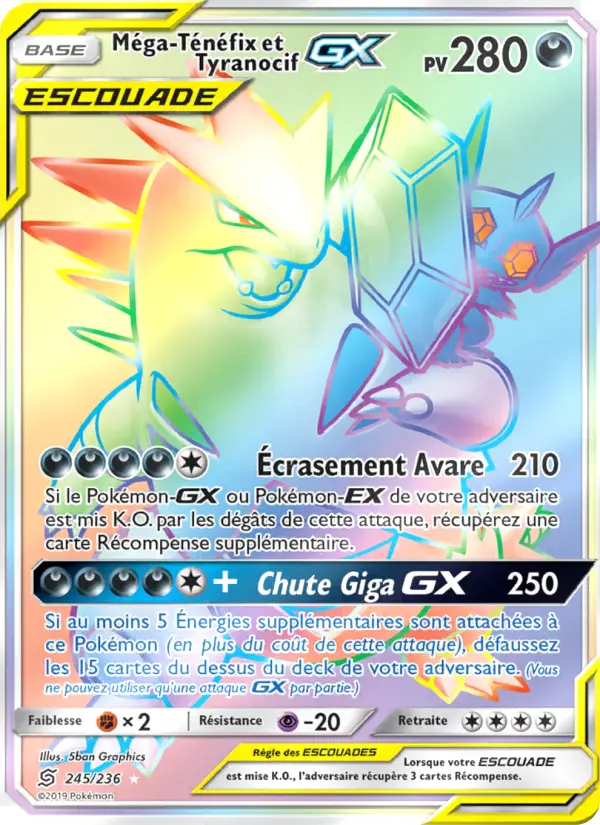 Méga-Ténéfix et Tyranocif GX — Carte Pokémon 245 Harmonie des Esprits