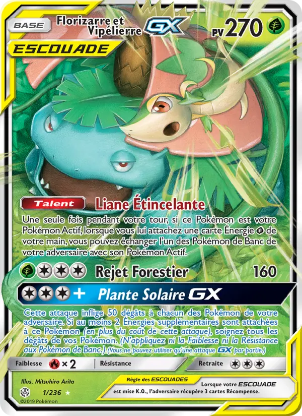 Florizarre et Vipélierre GX — Carte Pokémon 1 Éclipse Cosmique