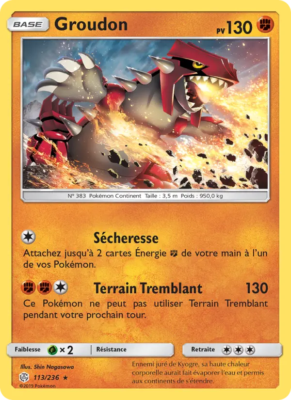 113/236 - Groudon — Carte Pokémon Éclipse Cosmique 113/236