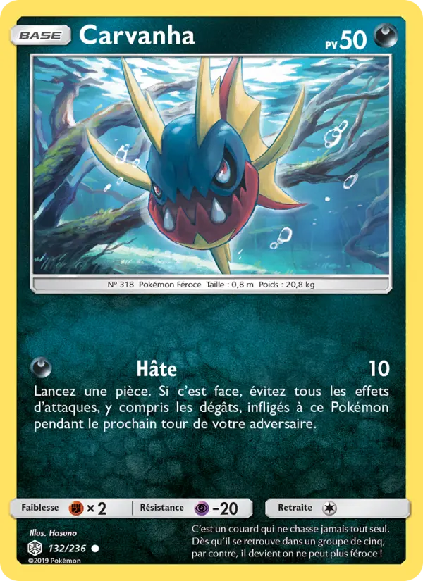 132/236 - Carvanha — Carte Pokémon Éclipse Cosmique 132/236