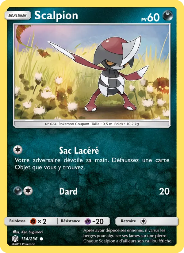 134/236 - Scalpion — Carte Pokémon Éclipse Cosmique 134/236