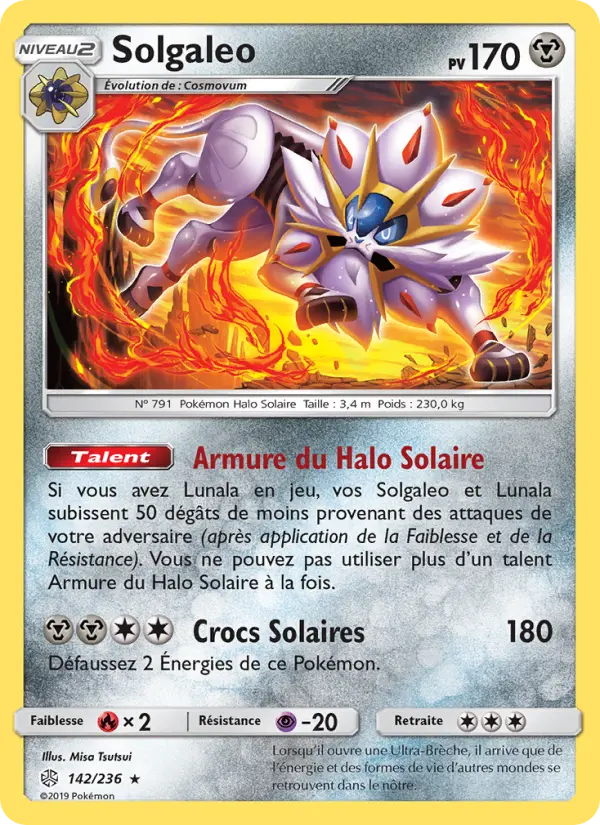 142/236 - Solgaleo — Carte Pokémon Éclipse Cosmique 142/236