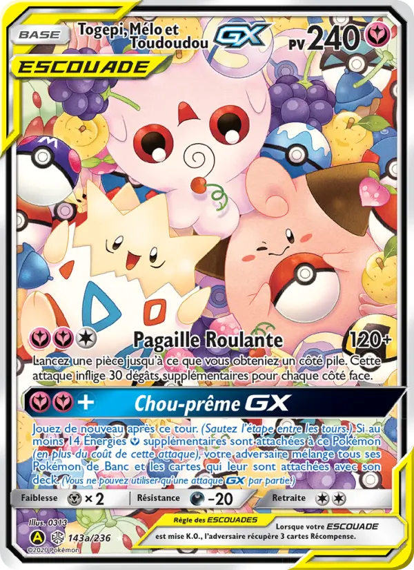 Togepi, Mélo et Toudoudou GX — Carte Pokémon 143 Éclipse Cosmique
