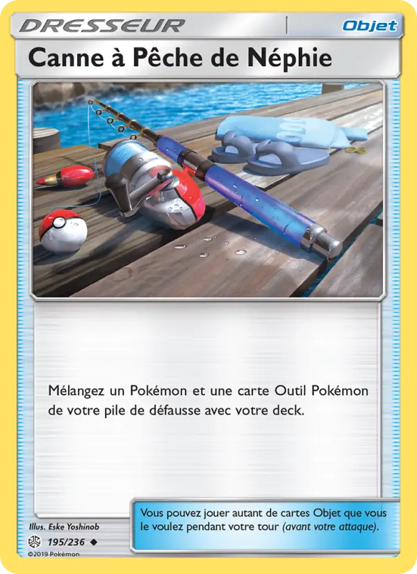 195/236 - Canne à Pêche de Néphie — Carte Pokémon Éclipse Cosmique 195/236