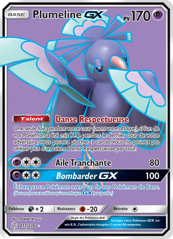 217/236 - Plumeline GX — Carte Pokémon Éclipse Cosmique 217/236