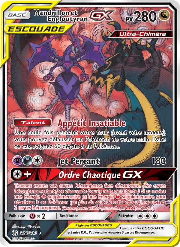 Mandrillon et Engloutyran GX — Carte Pokémon 224 Éclipse Cosmique