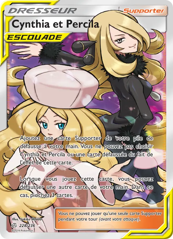 228/236 - Cynthia et Percila — Carte Pokémon Éclipse Cosmique 228/236