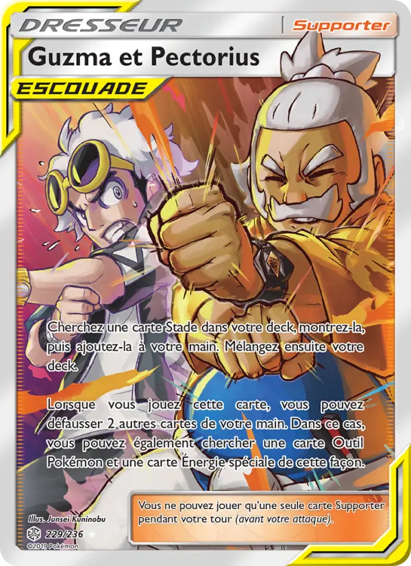 229/236 - Guzma et Pectorius — Carte Pokémon Éclipse Cosmique 229/236