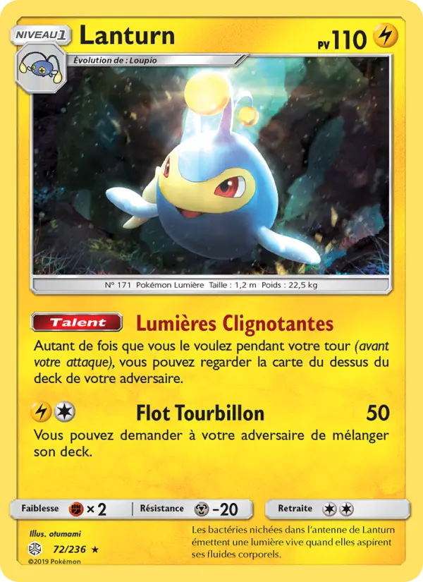 072/236 - Lanturn — Carte Pokémon Éclipse Cosmique 72/236