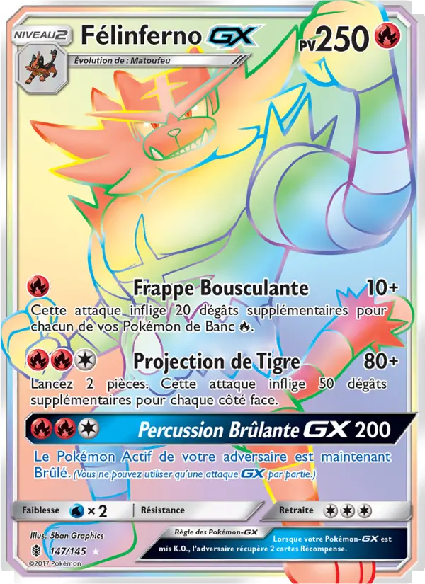 Félinferno GX — Carte Pokémon 147 Gardiens Ascendants