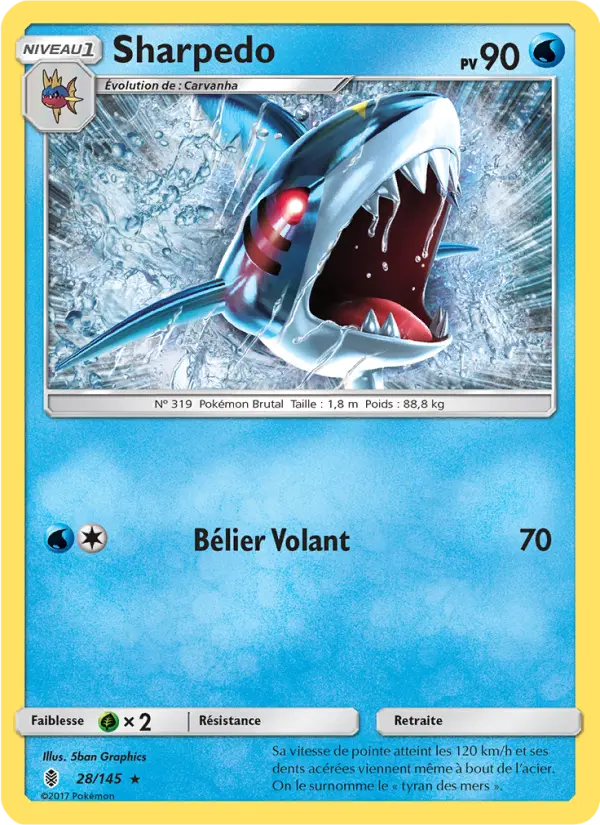 028/145 - Sharpedo — Carte Pokémon Gardiens Ascendants 28/145