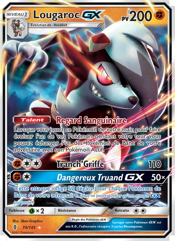 Lougaroc GX — Carte Pokémon 74 Gardiens Ascendants