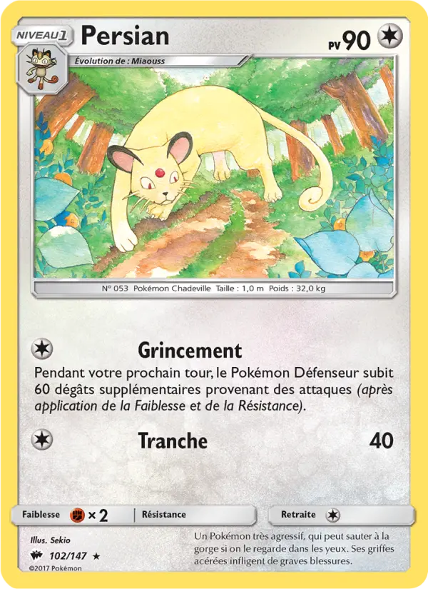 102/147 - Persian — Carte Pokémon Ombres Ardentes 102/147