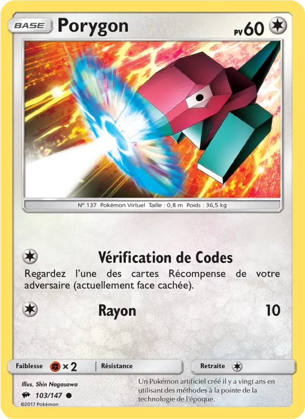 103/147 - Porygon — Carte Pokémon Ombres Ardentes 103/147