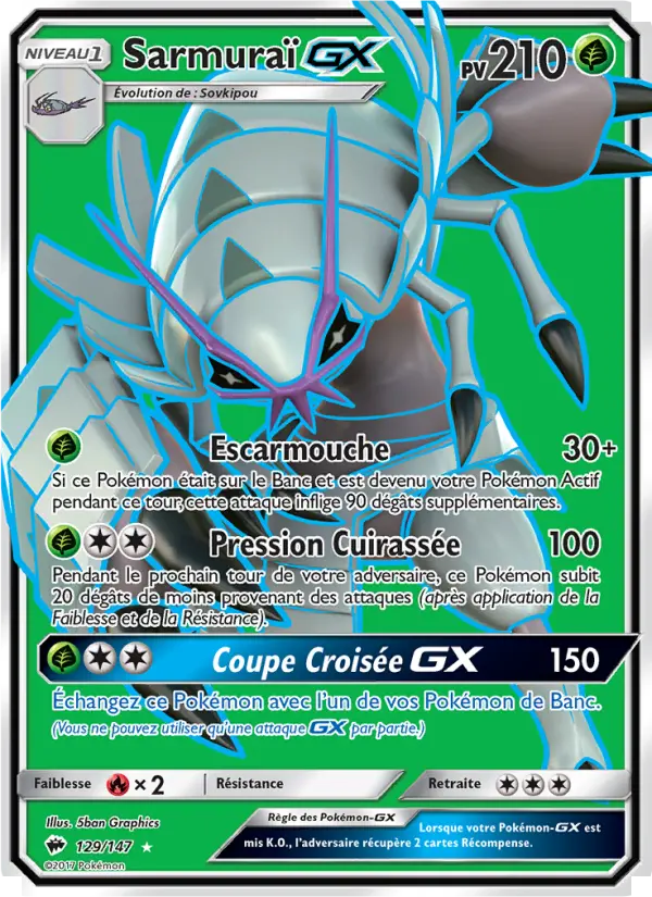 129/147 - Sarmuraï GX — Carte Pokémon Ombres Ardentes 129/147