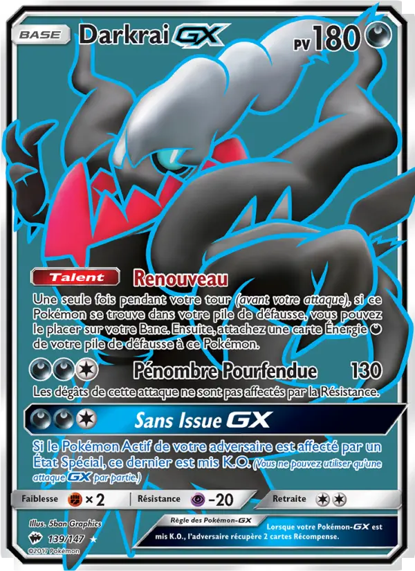 139/147 - Darkrai GX — Carte Pokémon Ombres Ardentes 139/147