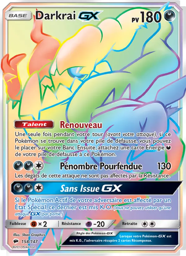 158/147 - Darkrai GX — Carte Pokémon Ombres Ardentes 158/147