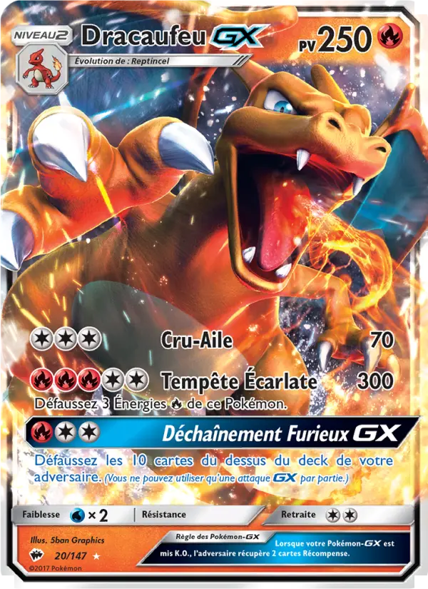 020/147 - Dracaufeu GX — Carte Pokémon Ombres Ardentes 20/147
