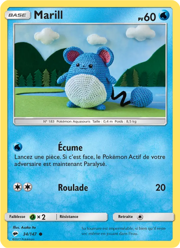 034/147 - Marill — Carte Pokémon Ombres Ardentes 34/147