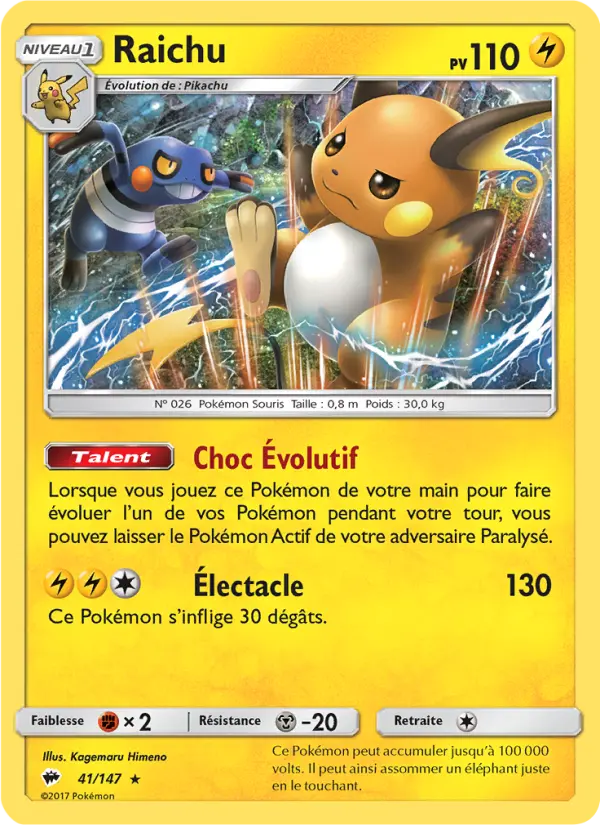 041/147 - Raichu — Carte Pokémon Ombres Ardentes 41/147