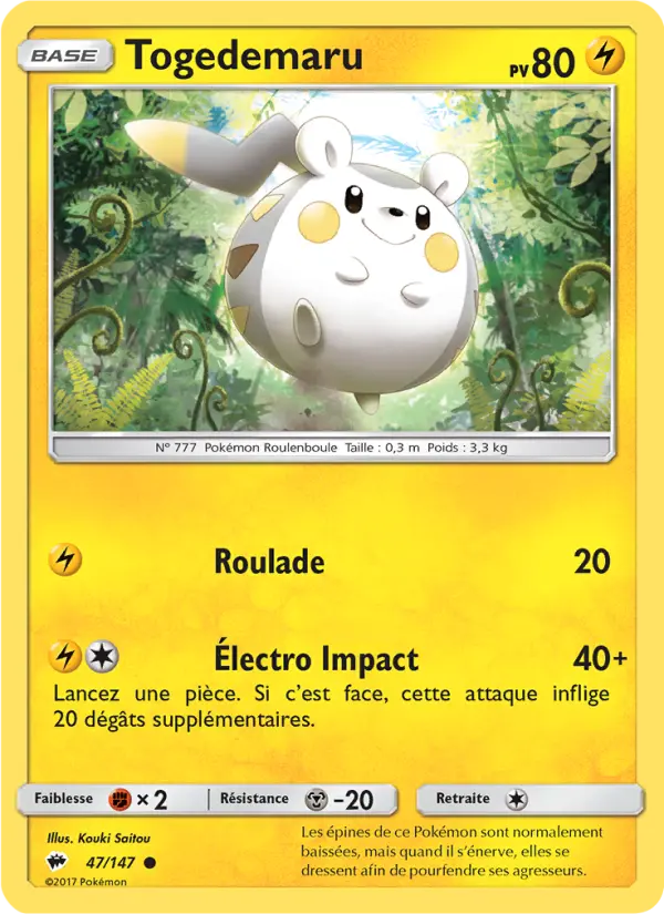 Togedemaru — Carte Pokémon 47 Ombres Ardentes