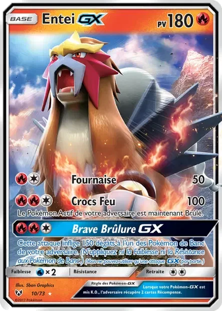 010/073 - Entei GX — Carte Pokémon Légendes Brillantes 10/73