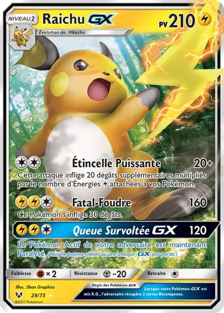 029/073 - Raichu GX — Carte Pokémon Légendes Brillantes 29/73